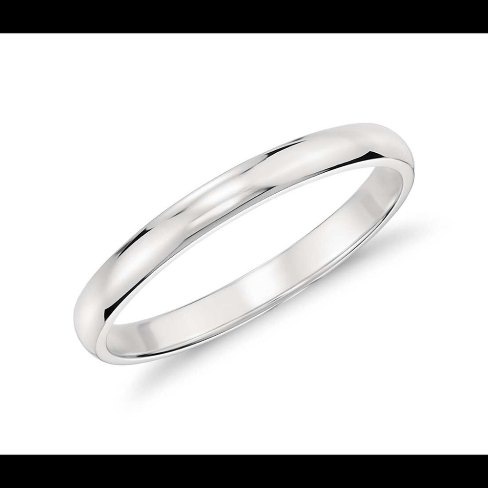 10k white gold slim Wedding band.